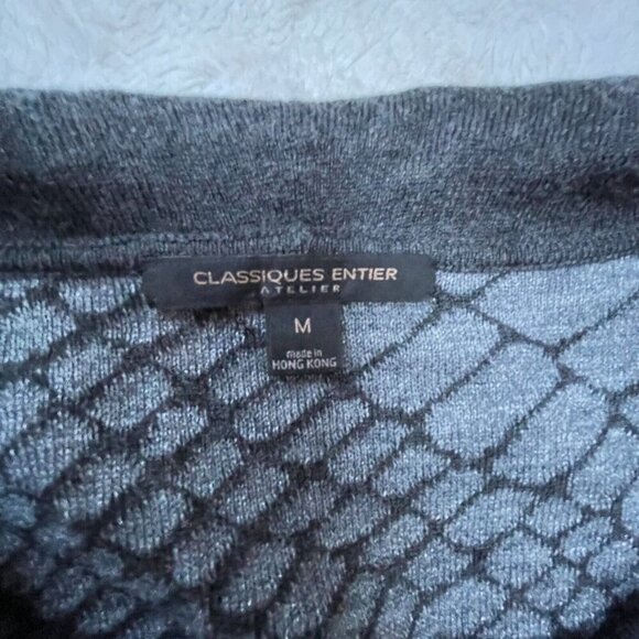 Classiques Entier Women Cashmere Wool Alpaca Cowl Neck Sweater Medium Gray Black - Picture 7 of 9